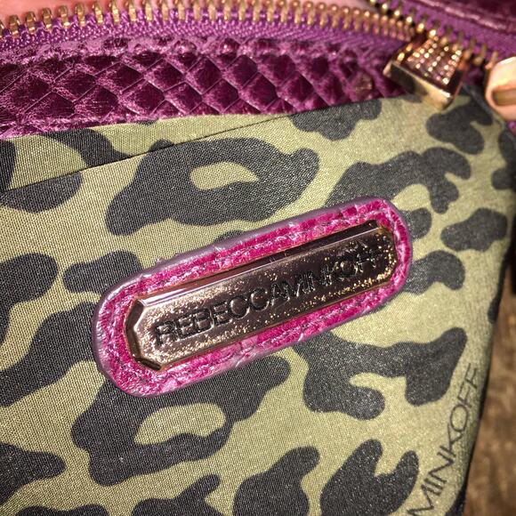 Rebecca Minkoff Mini 5 Zip crossbody purse handbag Bordeaux Red Leather Snake - Picture 5 of 9